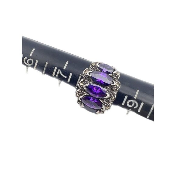 Natural Amethyst Pyramid Ring in 925 Sterling Silver Size 8 - Picture 7 of 7